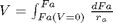 $V = \int_{Fa(V=0)}^{Fa} \frac{dFa}{r_a}$