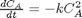 $\frac{dC_A}{dt}=- k C_A^2$